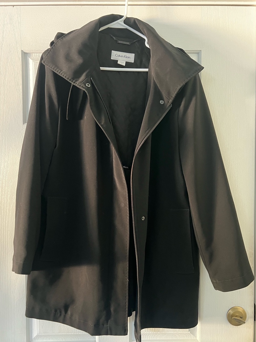 Calvin Klein Black Hooded rain jacket or water-resista